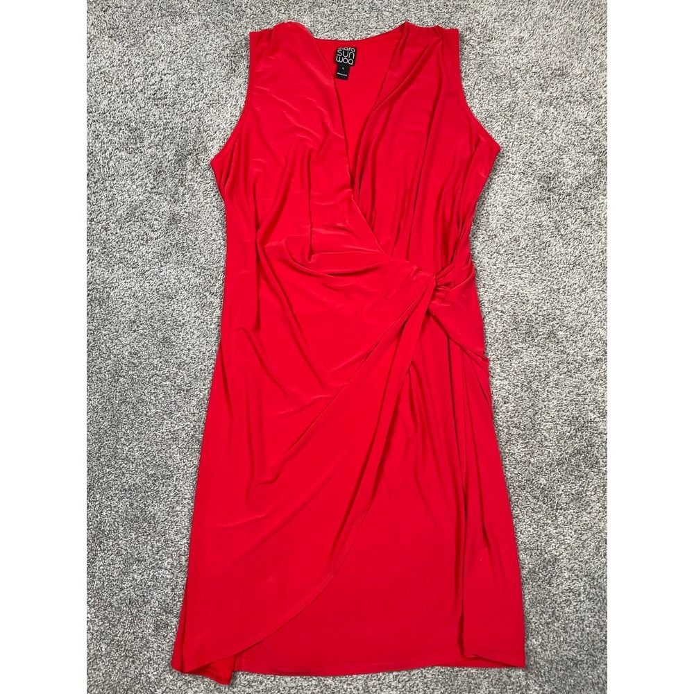 Clara Sun Woo Dress Womens Large Red Mini Sleeveless Event Party Sexy Asymmetric